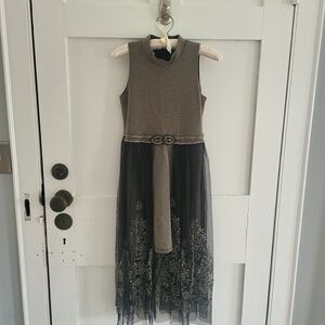 Bonnie Jean Black and Brown Midi Dress